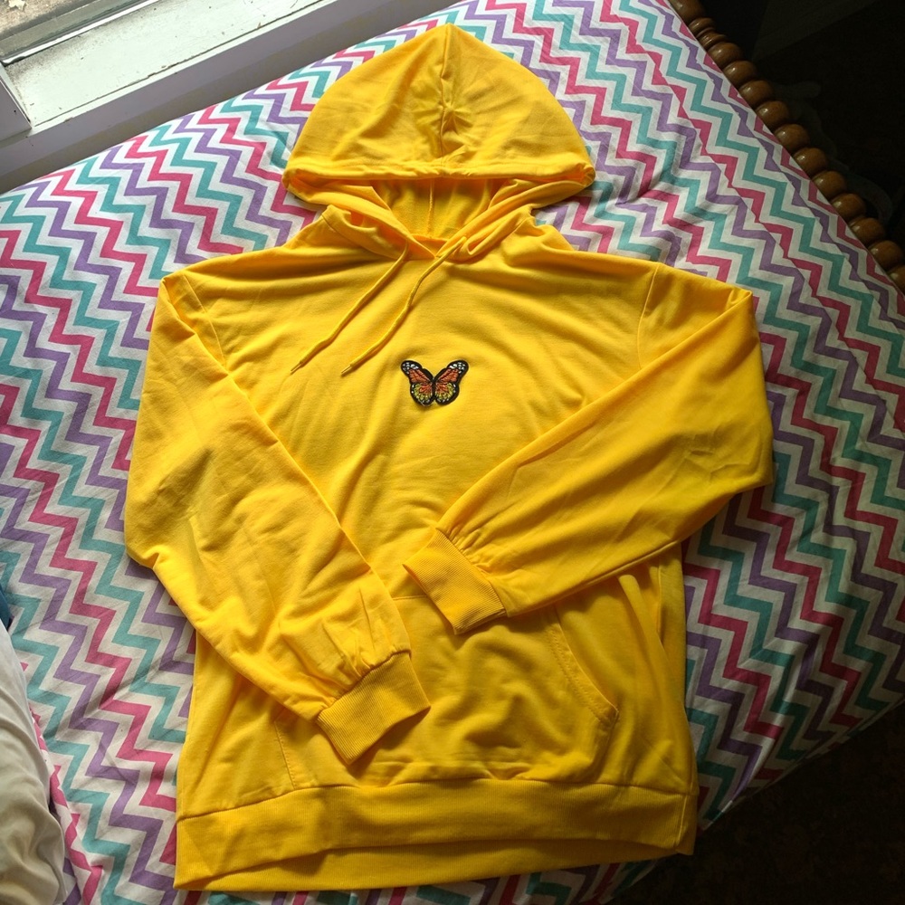 Yellow butterfly hoodie/sweatshirt (medium)